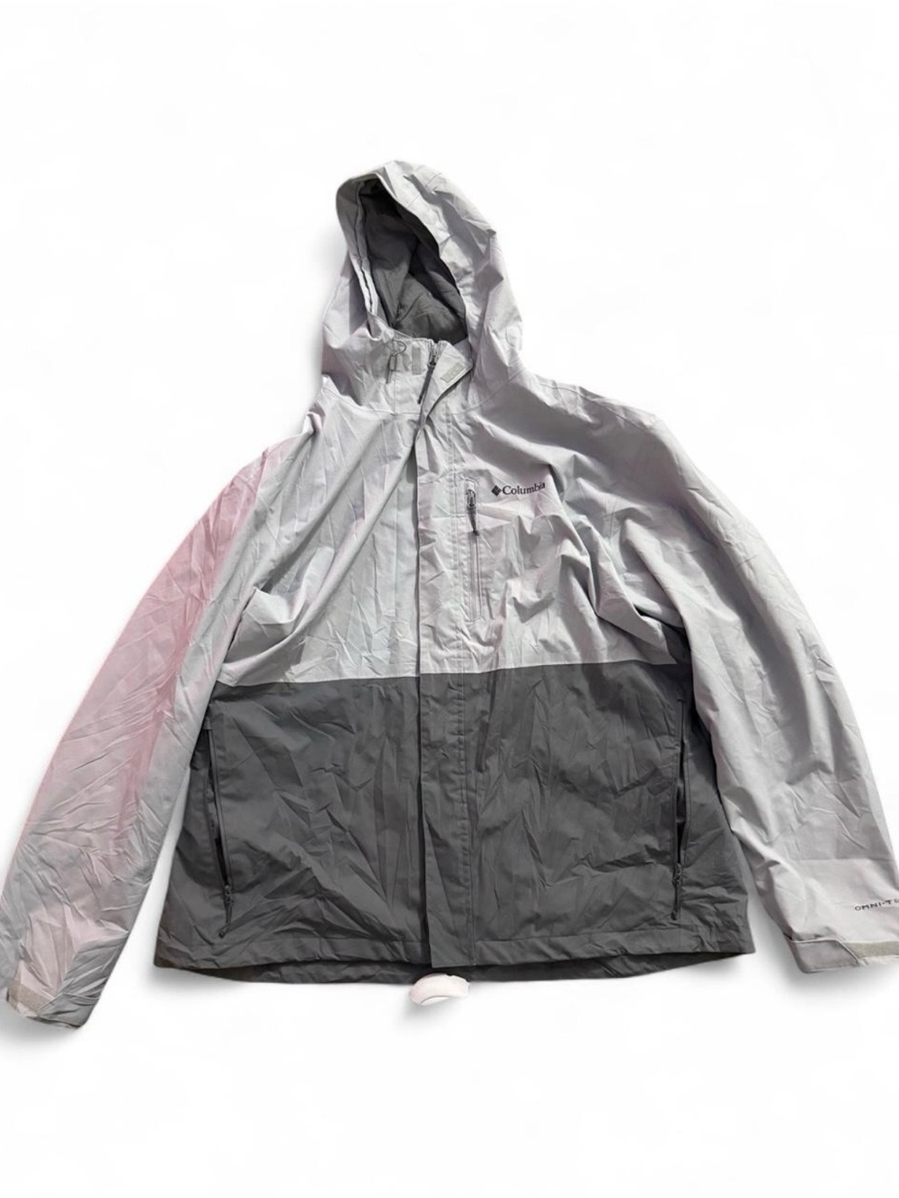 Columbia Men’s Two-Tone Hooded Raincoat - Light Gray & Charcoal